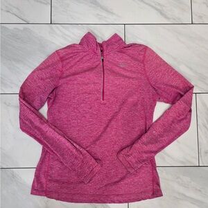Nike Pink Heather Half-Zip Performance Top Women’s M with thumb holes